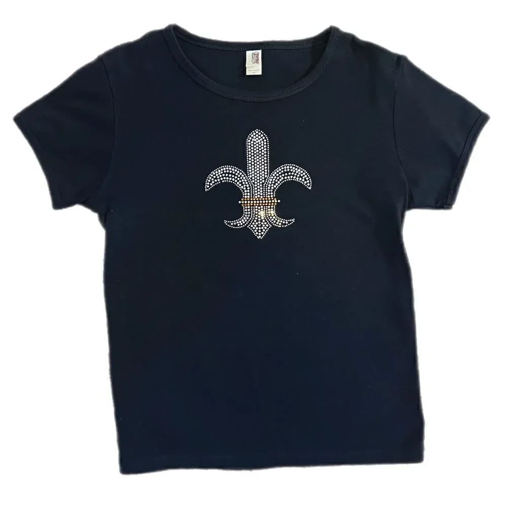 New Orleans Saints Embellished Tee Shirt. Fleur-de-Lis with “diamonds”. Sz L